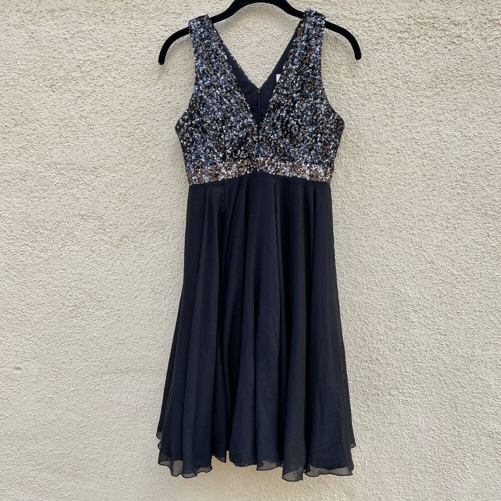Dress The Population Black Silver Sequin Party Dress XS